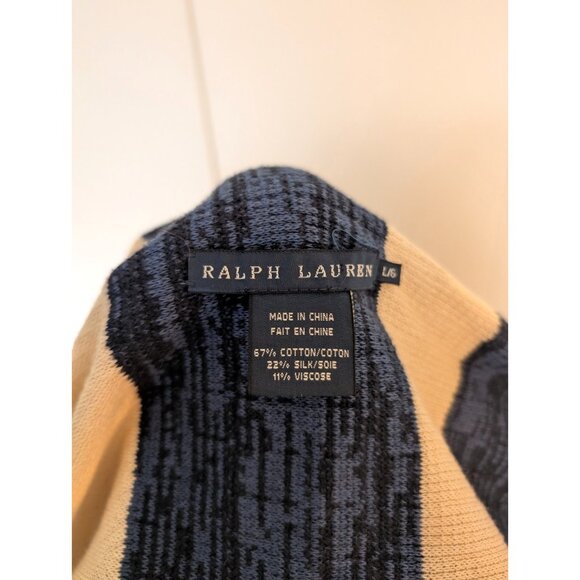 Ralph Lauren Women's Cotton Silk Knit Striped Open Shawl Long Cardigan Size Larg - Picture 6 of 14